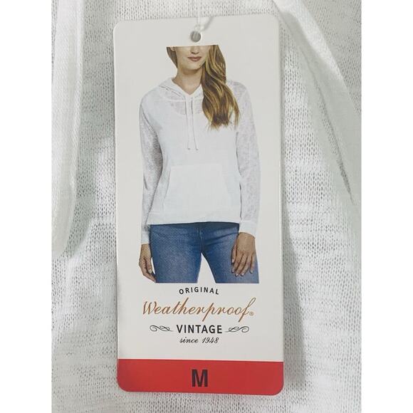 WEATHERPROOF VINTAGE Slub Hoodie Pullover Women Medium Cream White 1305075 NWT - Picture 3 of 8